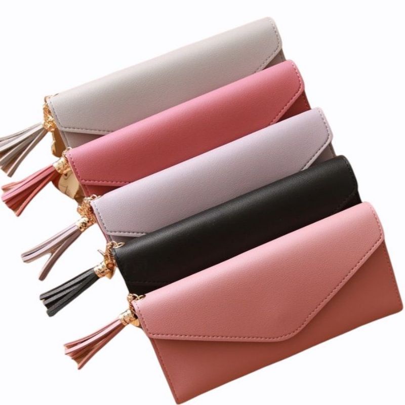 Dompet Wanita Panjang Tassel Lipat Rumbai Korean Wallet Import / Dompet Cewek Lucu