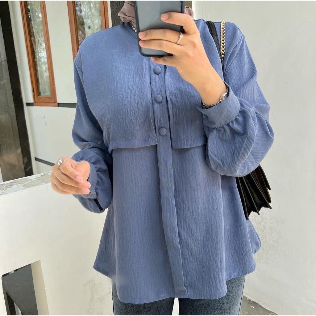 (DBY) BLOUSE ALYSYA DAILY KEMEJA ATASAN WANITA CRINCLE AIRFLOW