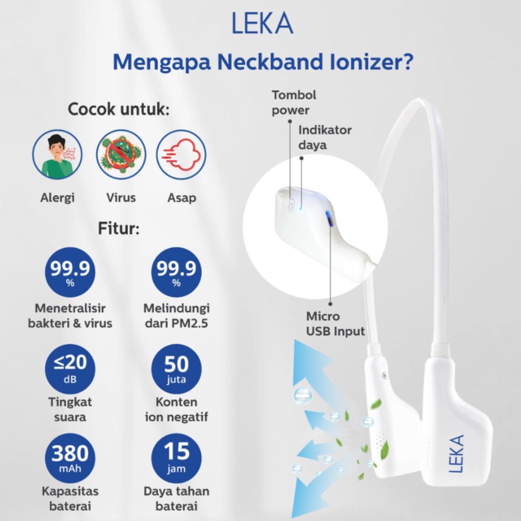 LEKA AP7216 Neckband Ionizer - Ion Negatif Kalung Purifier