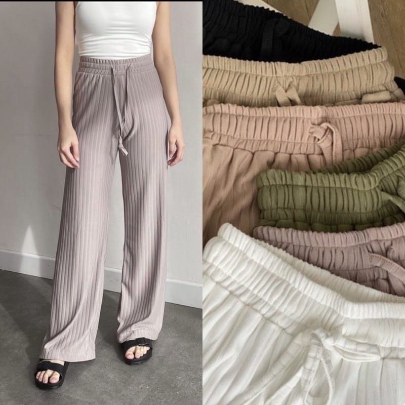 CELANA KULOT BASIC STRETCH HORNET PANTS//CULLOTE KNIT PANTS TALI HIGHWAIST WANITA TEBAL//