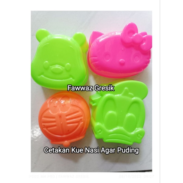 Cetakan Nasi Kue / Nasi kuning Agar Puding Set Isi 4pcs Pooh Hellokitty Donald Doraemon