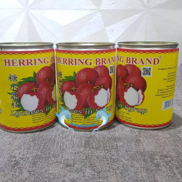 

codeo5O9a--Lychee kaleng Herring Brand / Lychees In Syrup / Buah leci Kaleng