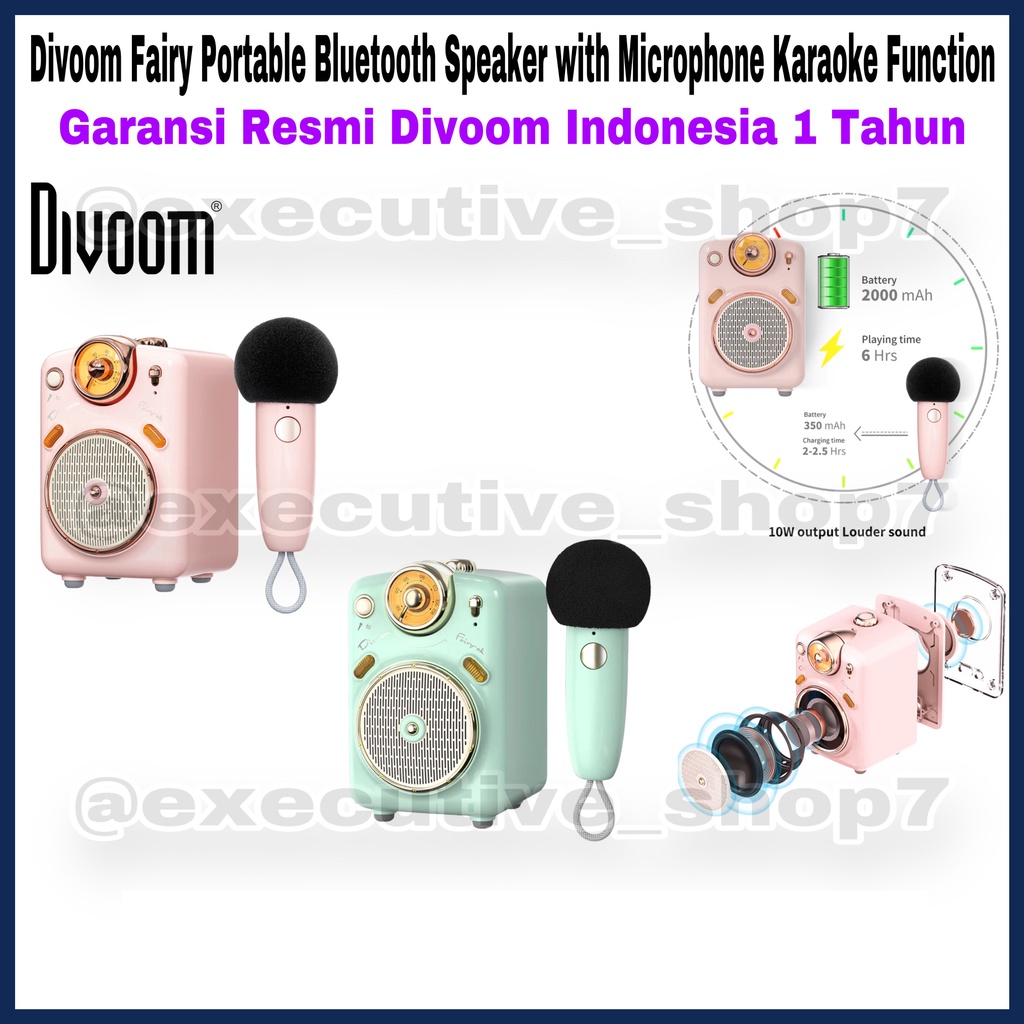 Divoom Fairy OK Portable Bluetooth Speaker with Microphone Karaoke Function - Garansi Resmi Divoom Indonesia 1 Tahun