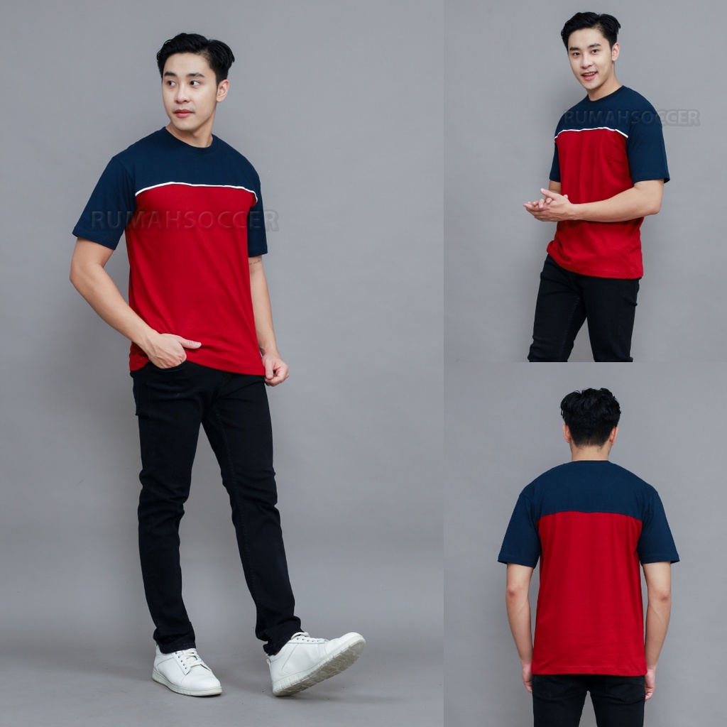 Kaos Tshirt Oblong Pria Dewasa Distro Keren Warna Kombinasi Polos Bahan Tebal PHANTOM