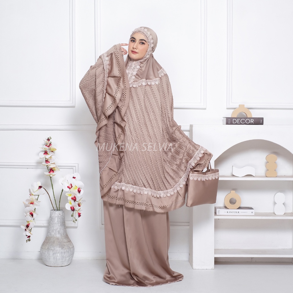 Mukena Dewasa Alesha Plisket Renda Lasercut Mewah