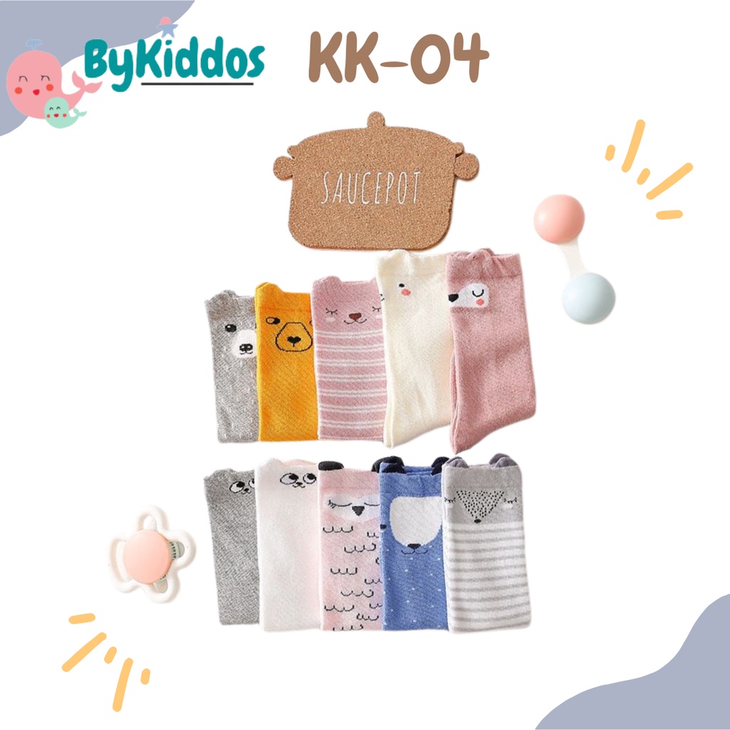 ByKiddos - Kaos Kaki Bayi Korea Panjang  / Kaos Kaki Bayi Korea  Import / Kaos Kaki Bayi Perempuan Laki Laki/ Kaos Kaki Anak Karakter Lucu Anti Slip