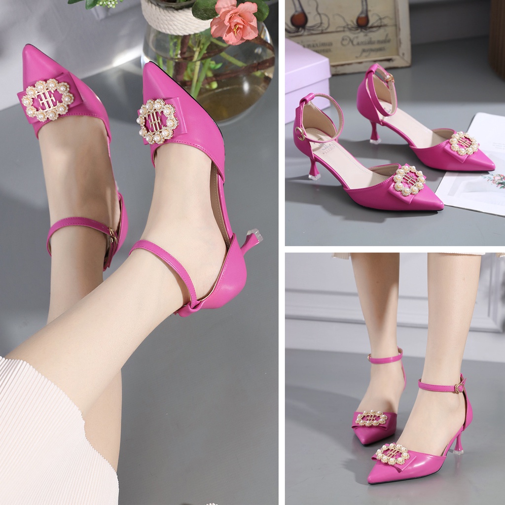 ELLORA EL 895-45 Sepatu Heels Pesta Wanita 6.5cm Ankle Strap Import