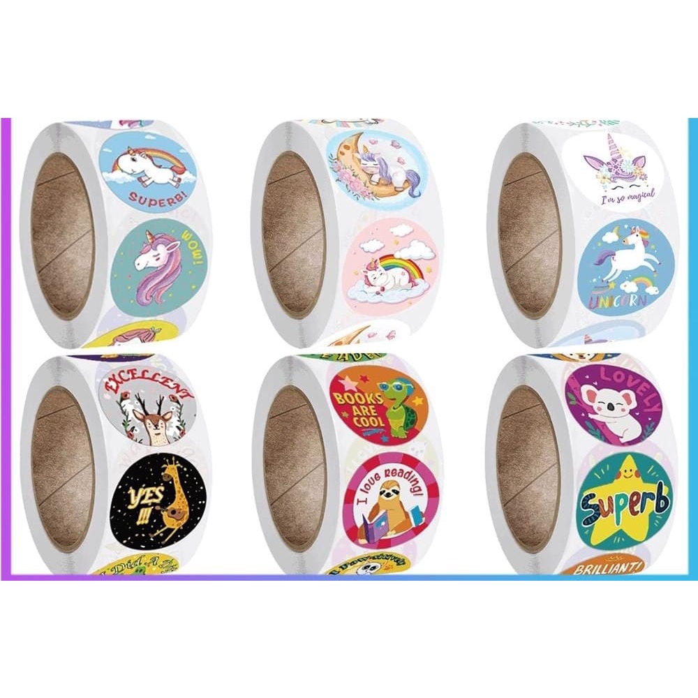 [JI]roll stiker Happy Birthday Unicorn Stiker Label Motivasi Stiker Label Reward