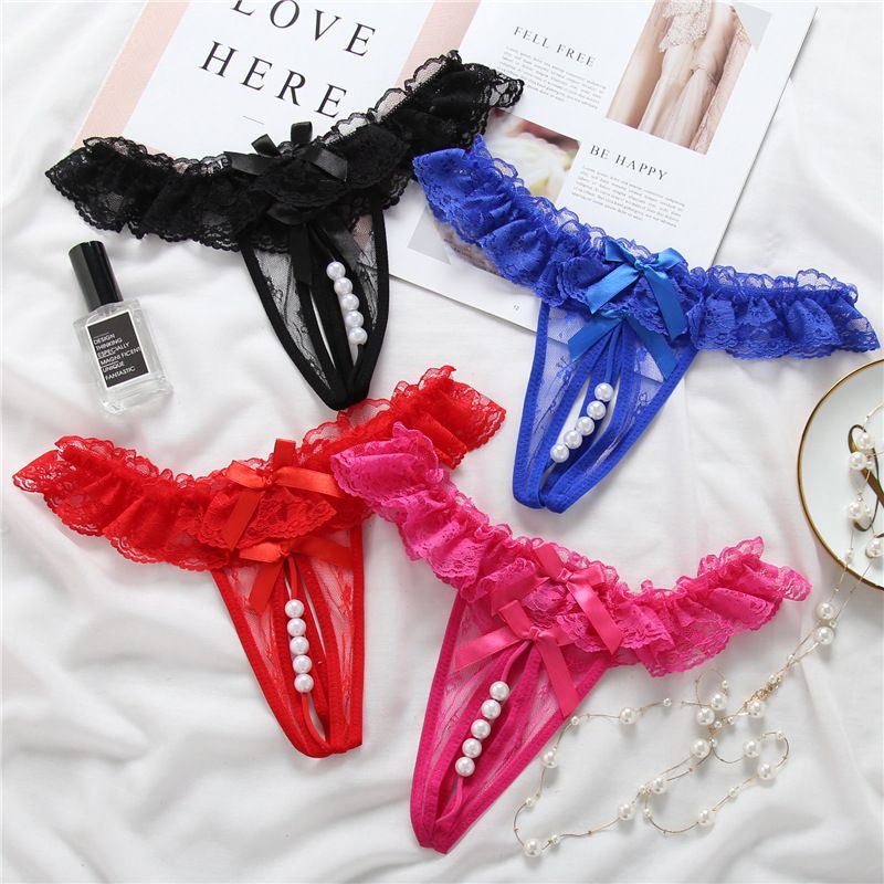 Celana Dalam Wanita Sexy Pita Renda Mutiara Lace Pearl G-String Lingerie