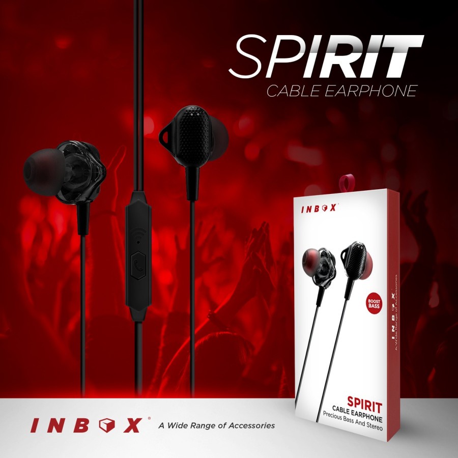 INBOX Earphone Bass SPIRIT Wired Earphone Headset Bass Handsfree Earpods CLEAR SOUND