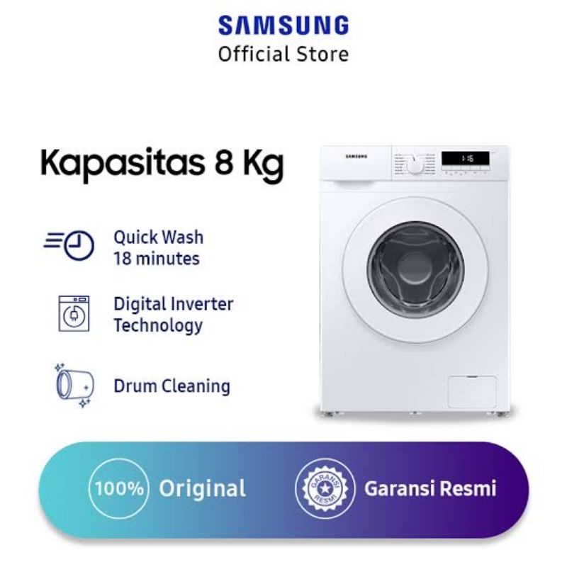 SAMSUNG WW80T3040BW MESIN CUCI FRONT LOADING INVERTER 8KG WW80T WW80 WW80T3040