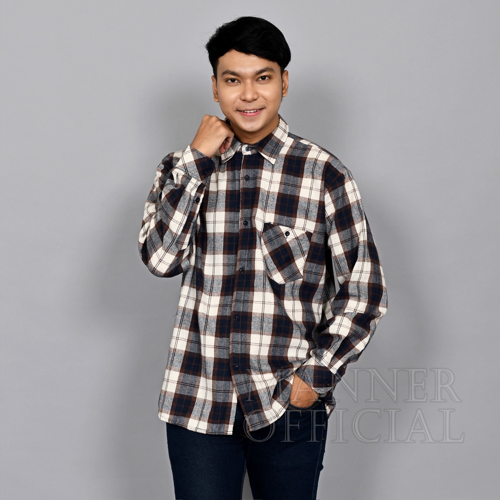 MANNER - Kemeja Flannel Pria Wanita Unisex Kemeja Formal Pria Baju Atasan Kemeja Kantor Casual Formal Flanel