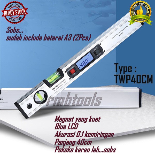 

40cm Alat Ukur Sudut dan Kemiringan Digital Inclinometer Waterpass Magnet