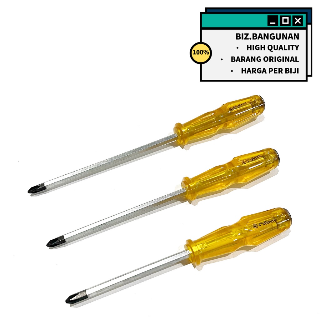 OBENG TEMBUS TRANSPARAN 5 INCH - SCREWDRIVER OBENG KETOK MAGNET