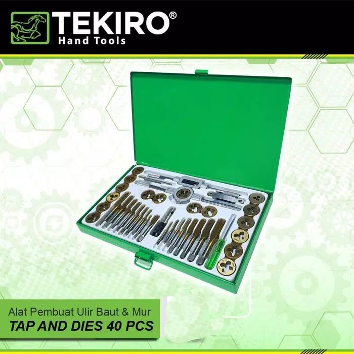 Tekiro Tap And Dies Set 40Pcs Alat Senai & Tap Ulir Baut Senai 40 Pcs