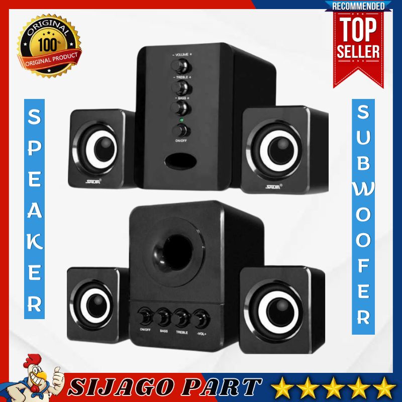 Jual SJP Speaker Stereo 2.1 With Subwoofer & Usb Power 3w Spiker Komputer Pc Laptop Speaker