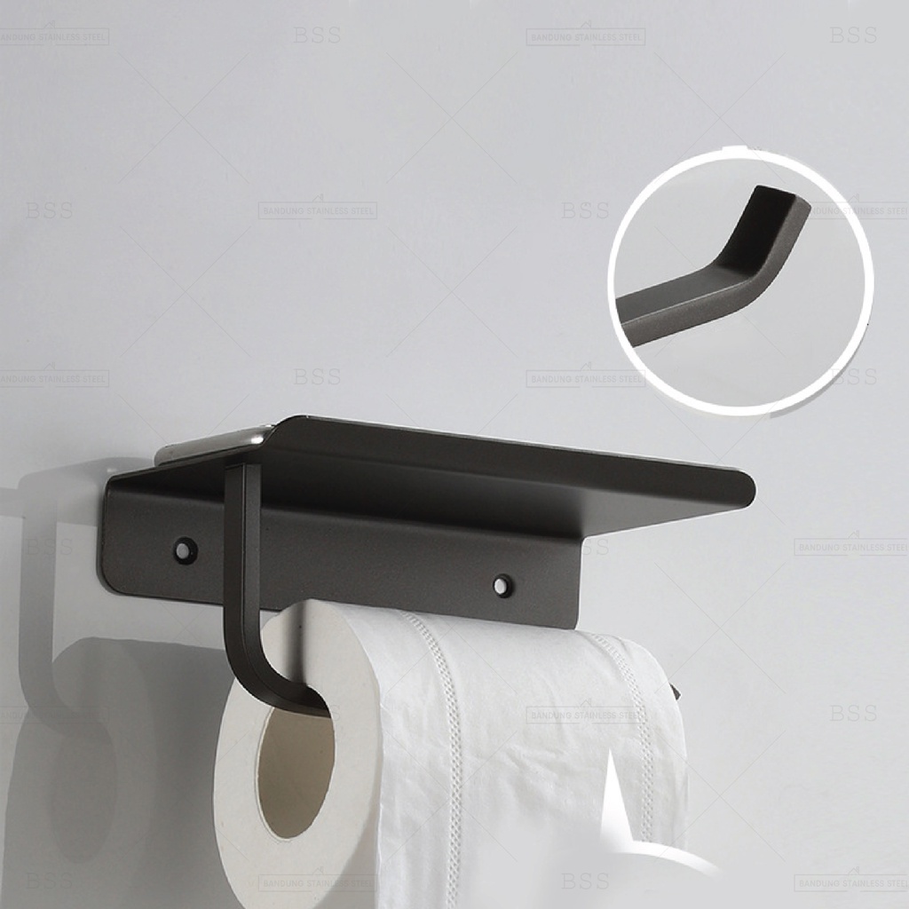 SUS304 Tempat Tisu Gulung Roll Tissue Tembok Dinding Minimalist Kamar Mandi Toilet Tatakan HP Sabun Simple Stainless Steel