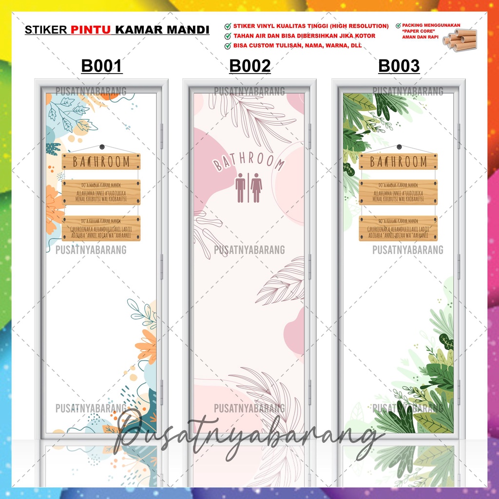 Wallpaper stiker pintu kamar mandi stiker pintu toilet anti air motif minimalis