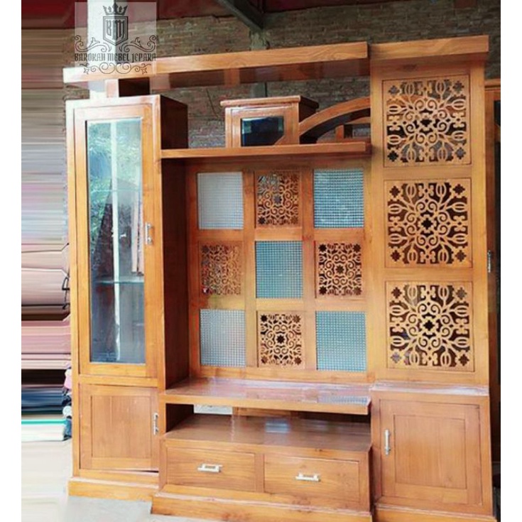 bufet tv partisi penyekat ruangan jati 2 meter