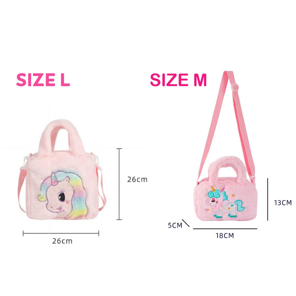 Tas unicorn bulu Sling bag unicorn fluffly tas selempang anak perempuan kado ultah anak