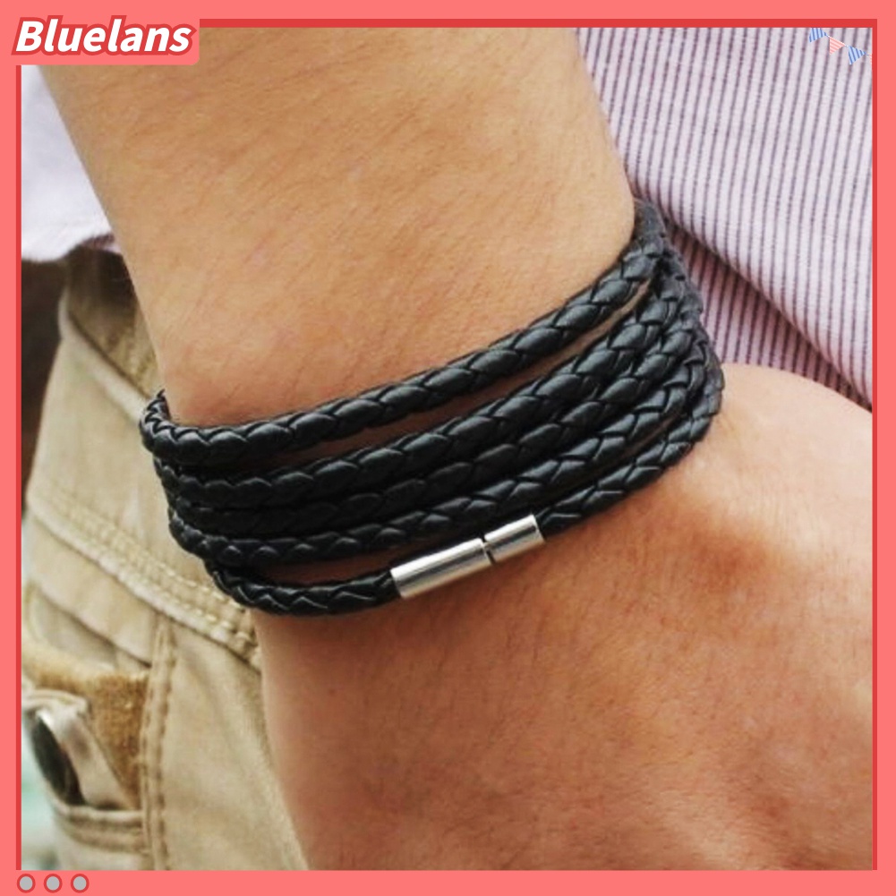 Gelang Tali Kulit Kepang Dengan Gesper Magnetik Untuk Unisex