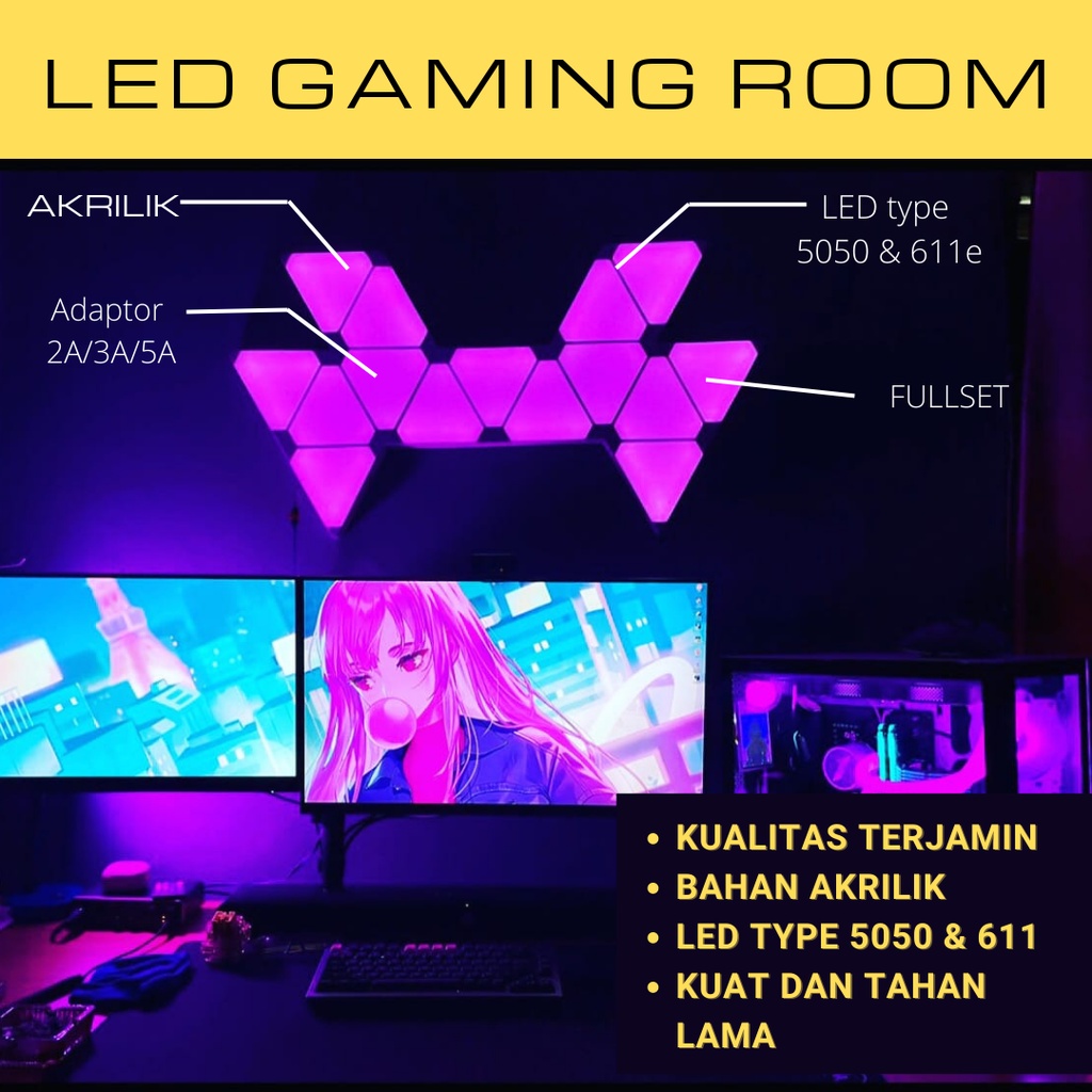 [LED GAMING ROOM RGB] LED Panel dengan Sensor Music/suara