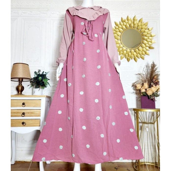 (COD) Gamis CRINGKLE POM-2 TERBARU