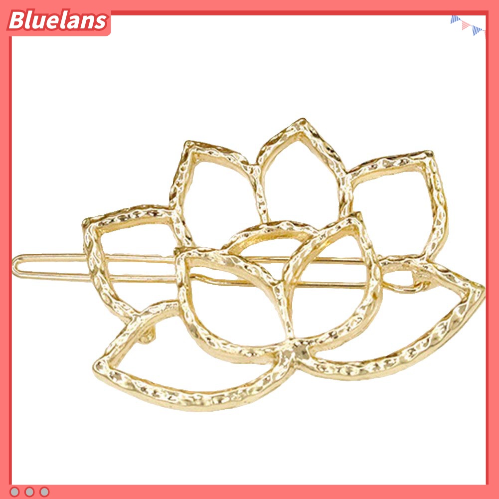 Bluelans Jepit Rambut Bentuk Bunga Teratai Hollow Bahan Alloy Gaya Retro Untuk Wanita