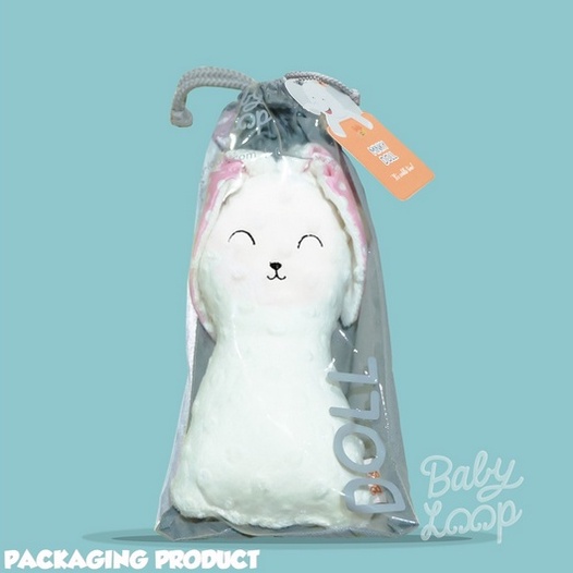 Baby Loop Bunny Minky Doll - Babyloop Rabbit Cute Boneka Cuddle Buddy Anak Bayi Textured Halus Dotted Aksesoris Dekorasi Kamar Anak