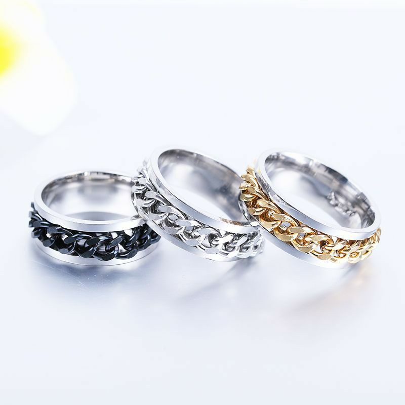 Cincin Titanium Pembuka Botol Model Rantai Stainless steel anti karat selamanya Multifungsi Fashion Ring Couple Hitam