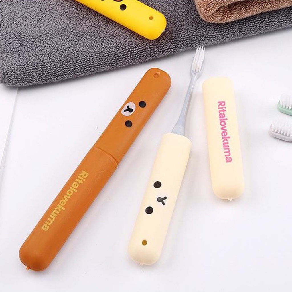 BRGUNIK Kotak Sikat Gigi Motif BeruangTempat Sikat Gigi Portable Travelling Toothbrush Case Rilakuma R777