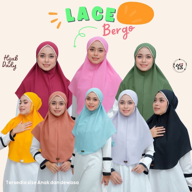 bergo Lace jilbab instan couple ibu dan anak