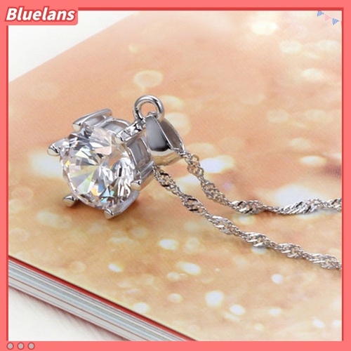 Bluelans Women Wedding Party Cubic Zirconia Pendant Necklace Stud Earrings Jewelry Set