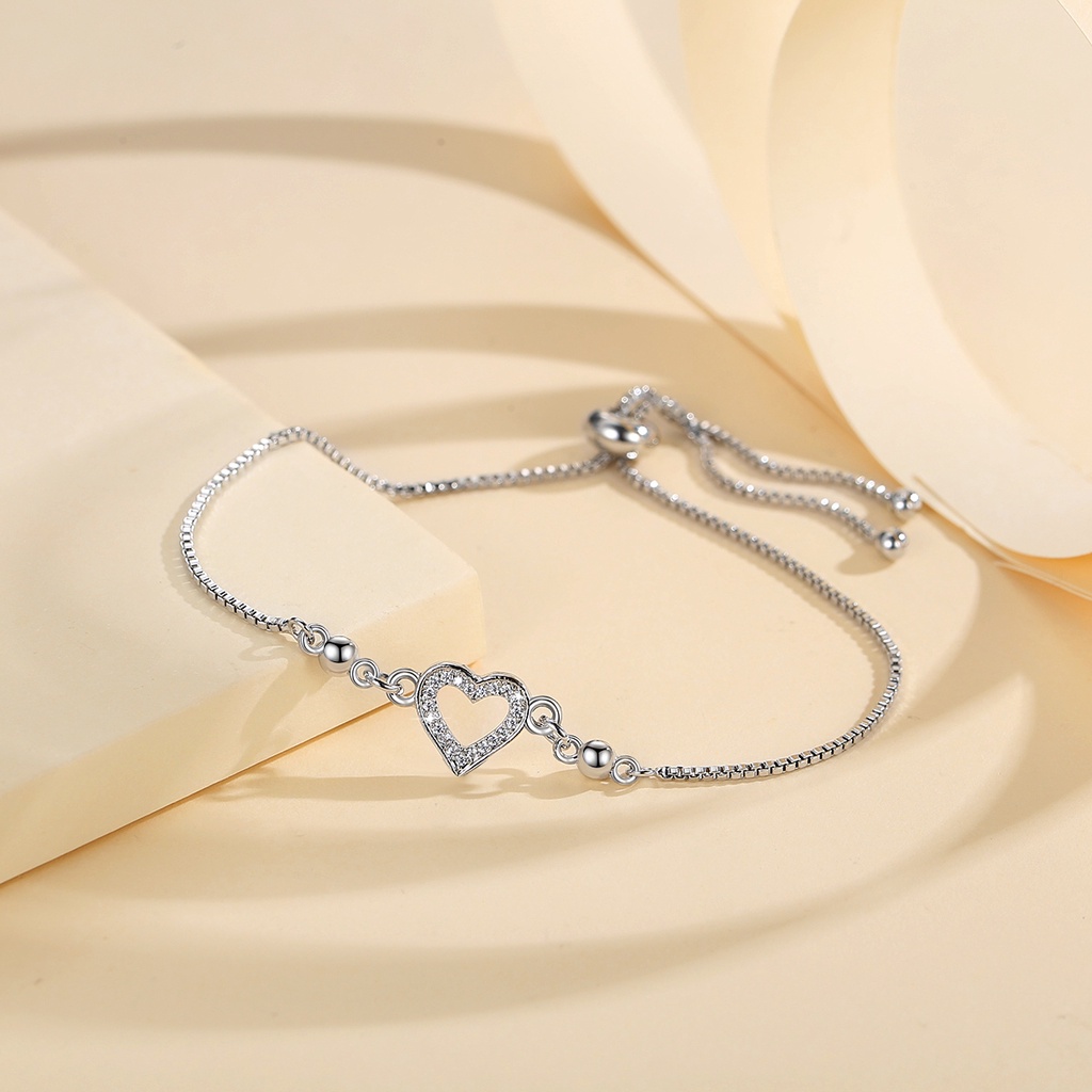 Y754 [COD✔]Gelang Rantai Titanium Lapis Emas Stainless Wanita Heart Jewelry Gift For Wanita