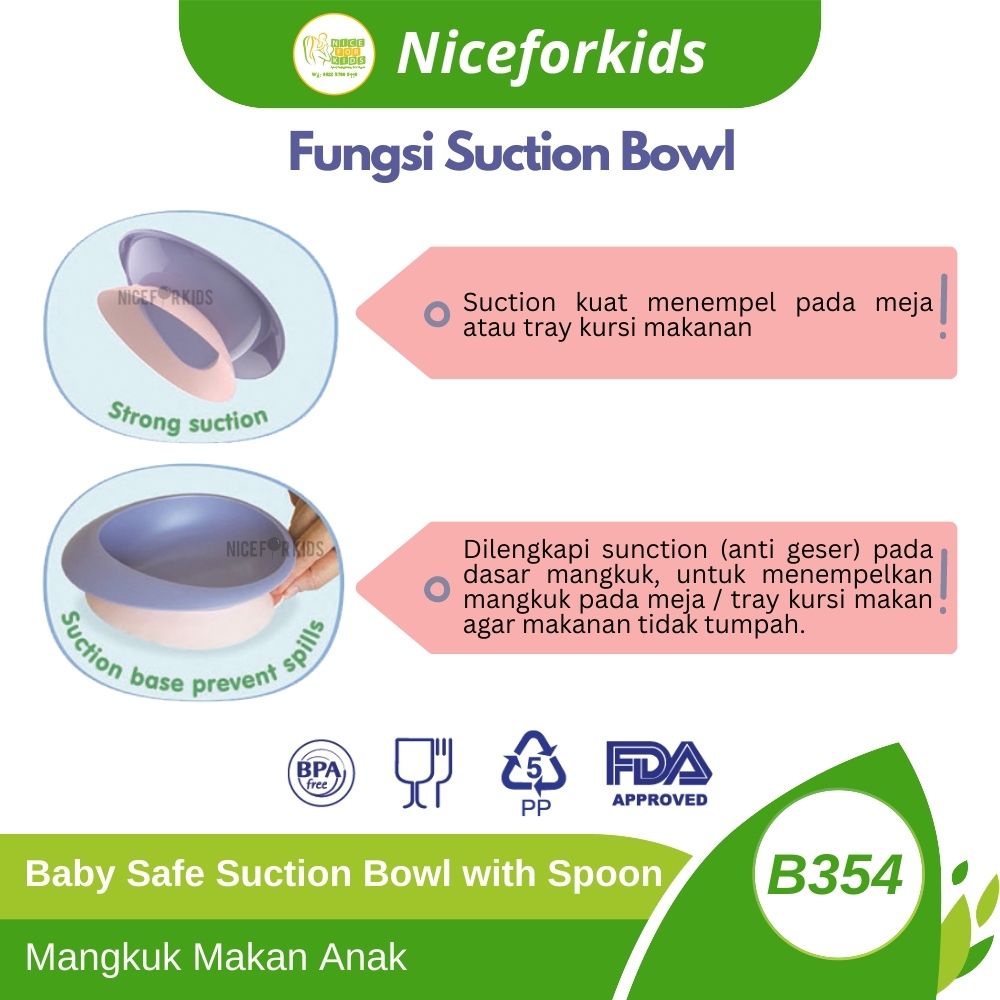 Baby Safe Suction Bowl (B354) / Mangkuk Makan Bayi MP-ASI / Mangkuk Bayi