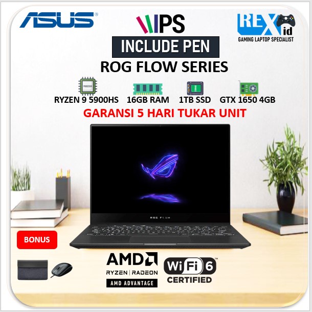 Laptop ASUS ROG FLOW GV301QH RYZEN 9 5900HS GTX 1650