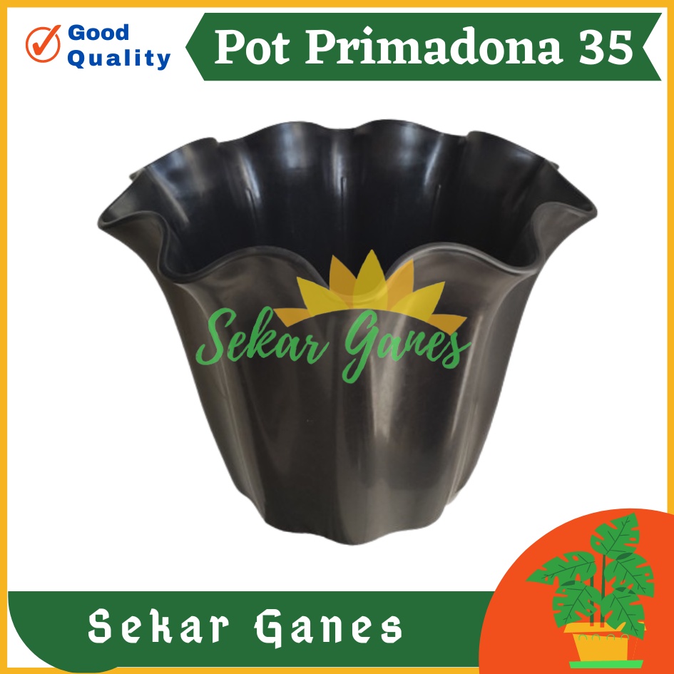 SHALLOM PRIMADONA 35 pot bunga plastik hitam cantik tebal motif ombak gelombang bagus unik murah