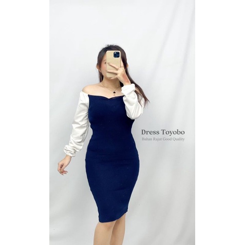 MDLV ~ Dress Toyobo Rajut Women Knit Bodycon Dress Combi Dress Sexy Dress Korea Style terbaru Fashion wanita