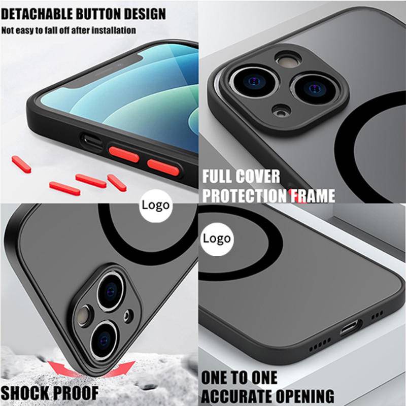 Case Pengisian Daya Nirkabel Magnetik Matte Bening Tahan Banting Untuk iPhone 14 13 12 11 Pro MAX Plus X XS MAX XR