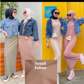 INNER SPAN DRESS BAHAN KNIT / MANSET BAJU GAMIS LEKBONG BAHAN KNIT
