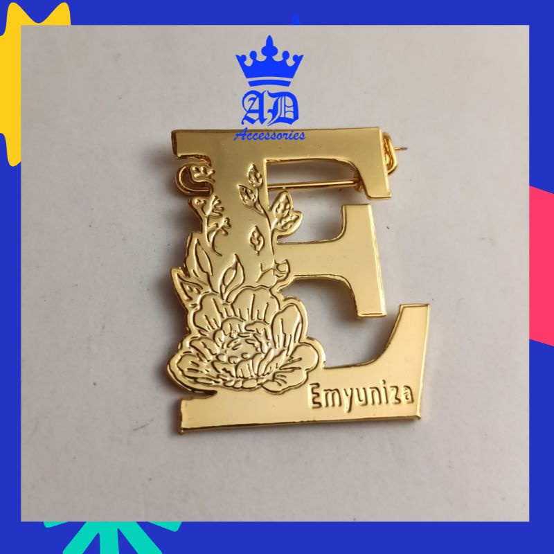 Bros Pin Nama Custom Huruf Inisial