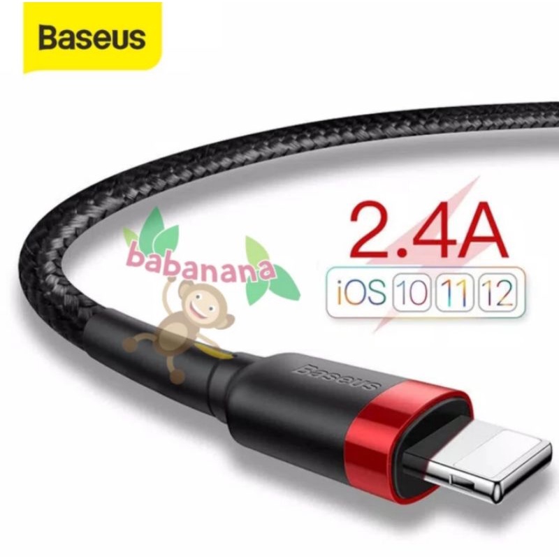 KABEL DATA IPHONE BASEUS CAFULE CABLE FOR LIGHTNING - merah 1M 2.4A