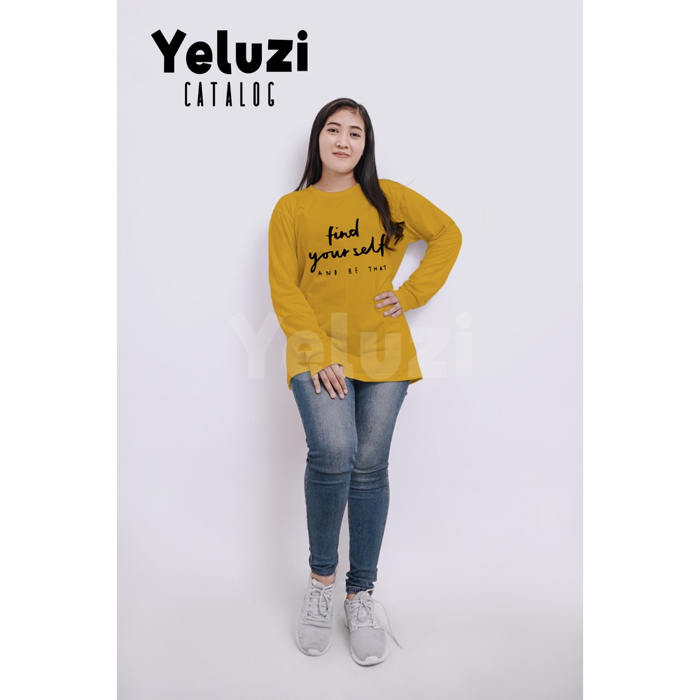 find your self Kaos atasan Couple Oblong baju sarimbit Keluarga kuning busuk yeluzi