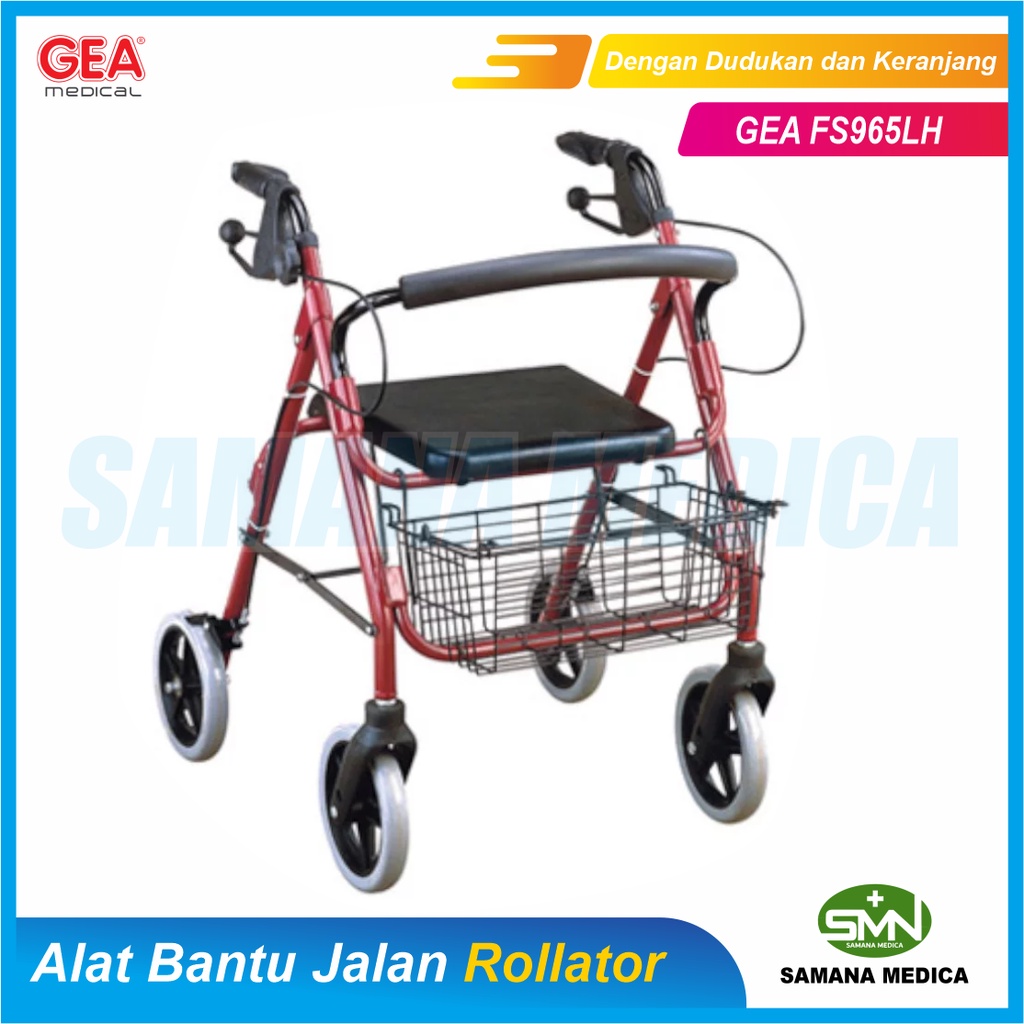 Walker Rollator GEA FS965LH Dengan Dudukan dan Keranjang Alat Bantu Jalan Promo Murah