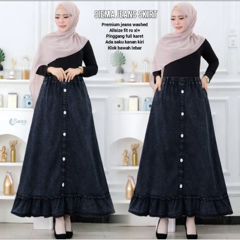 ROK JEANS PANJANG WANITA MODEL BARU BAWAHAN PEREMPUAN KEKINIAN  WANITA DEWASA  JEANS TERMURAH TERBAR
