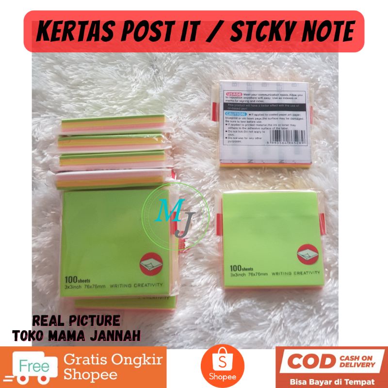 

Kertas Post It / Sticky Note Warna Warni 3x3 inci