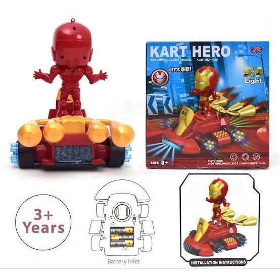 Mainan Anak KART HERO IRON MAN Colorful Light Music B/O Mainan Robot