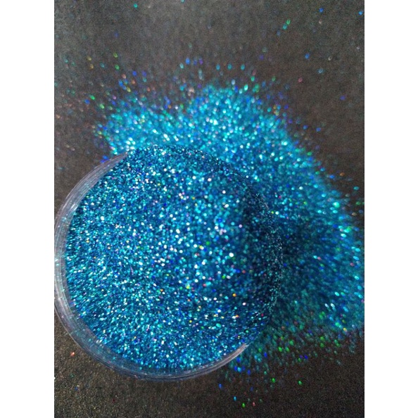 Glitter warna biru halus hologram/Glitter nail art/Glitter henna