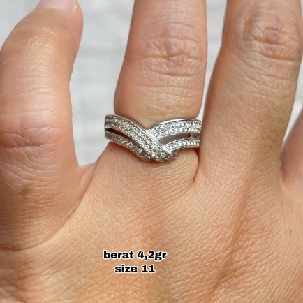 CINCIN SIMPUL MATA KRISTAL ZIRCONIA PERAK ASLI S925 GLOBAL JEWELLERY CN054