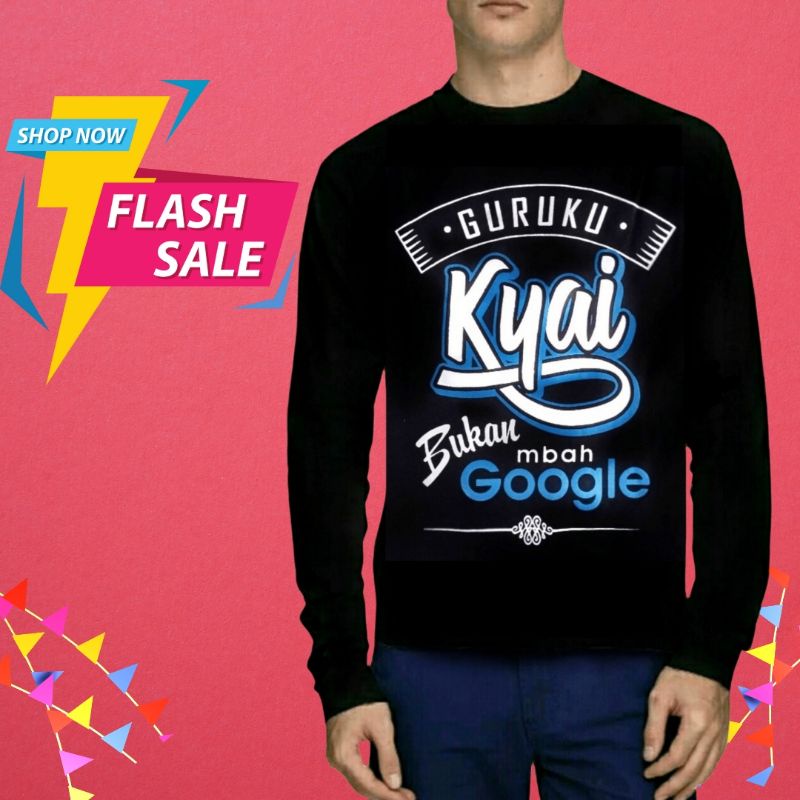Kaos Guruku Kyai / Kaos Santri Lengan Panjang / Kaos Distro Santri / Baju Santri Putri / Kaos Santri